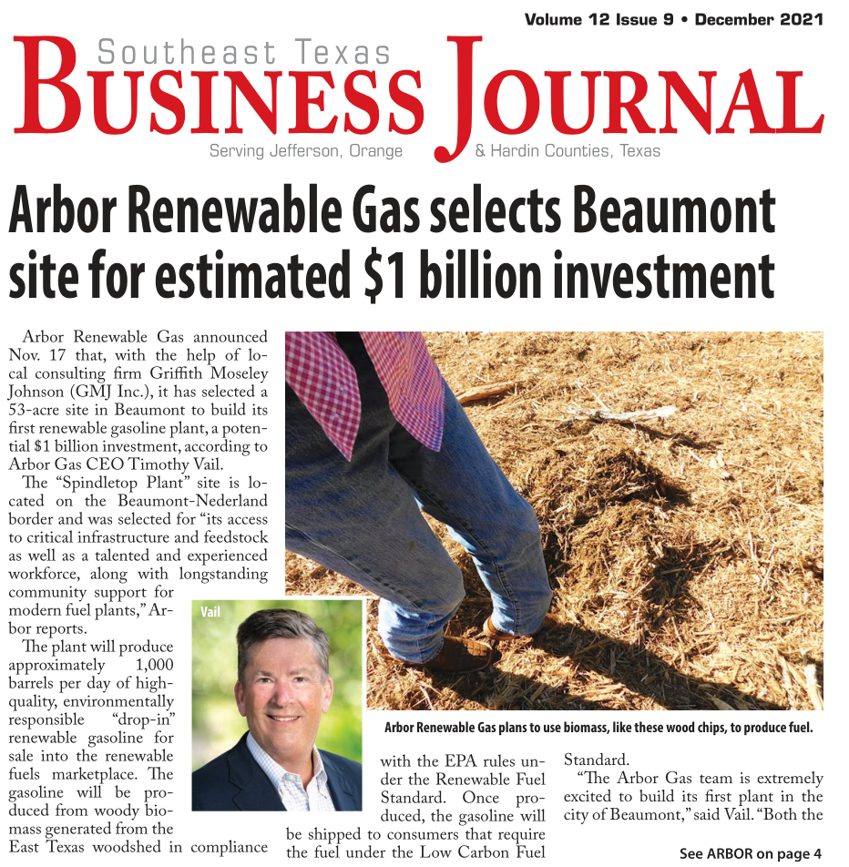 Beaumont Business Journal article about GMJ and Arbor Renewable Gas